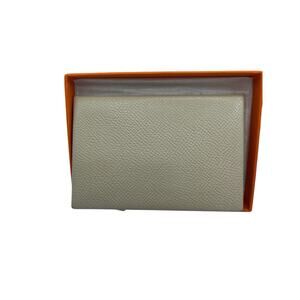 Hermes Card Holder Taupe Leather